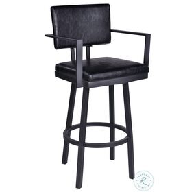 Balboa Vintage Black Faux Leather 26" Swivel Counter Height Stool With Arm