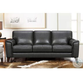 Bergen 87" Pewter Genuine Leather Square Arm Sofa