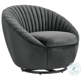 Bella Dark Gray Velvet Swivel Accent Chair