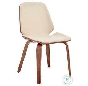 Brinley Cream Faux Leather And Walnut Wood Accent Dining Chair