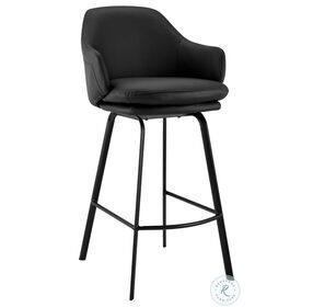Brigden Black Faux Leather And Black Metal Swivel 26" Counter Height Stool