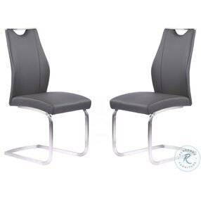 Bravo Gray Faux Leather Contemporary Dining Chair Set of 2