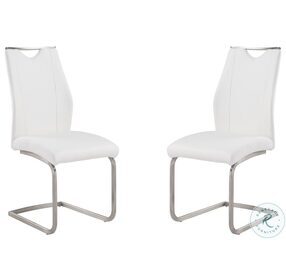 Bravo White Faux Leather Contemporary Dining Chair Set of 2