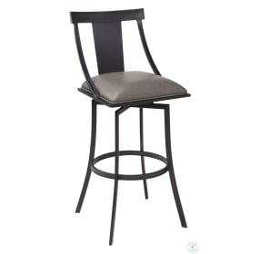 Brisbane Matte Black And Vintage Grey Faux Leather 26" Counter Height Stool