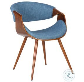 Butterfly Blue Fabric Mid Century Dining Chair