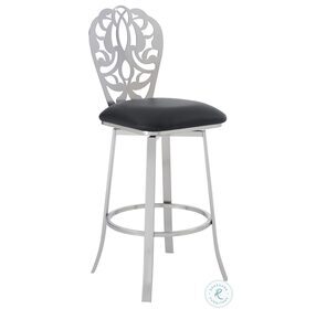 Cherie Black Faux Leather Contemporary 30" Swivel Bar Stool