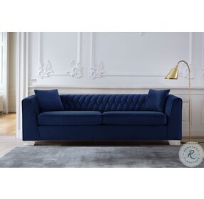 Cambridge Blue Velvet Contemporary Sofa