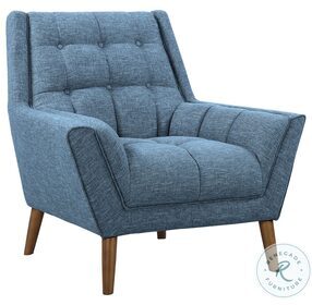 Cobra Blue Linen Mid Century Modern Chair