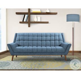 Cobra Blue Linen Mid Century Modern Sofa