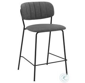 Carlo 26" Grey Faux Leather and Black Metal Counter Height Stool