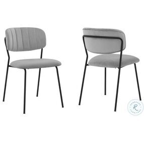 Carlo Grey Velvet and Metal Dining Chair Set of 2