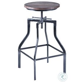 Concord Industrial Gray And Pine Wood Seat Adjustable Bar Stool