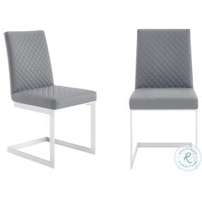 Copen Gray Faux Leather Contemporary Dining Chair Set of 2