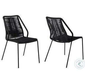 Clip Black Rope And Stackable Steel Outdoor Dining Chair Set Of 2