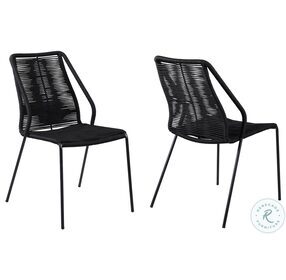 Clip Black Rope Stackable Steel Outdoor Dining Chair Set of 2