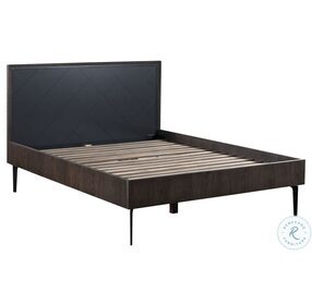 Cross Solid Oak and Metal Queen Platform Bed