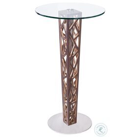 Crystal Walnut And Brushed Stainless Steel Bar Table