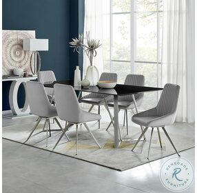 Cressida Black Glass And Stainless Steel Rectangular Dining Room Set with Skye Chair