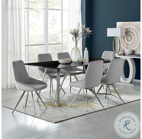 Cressida and Skye Gray Fabric Rectangular Dining Room Set
