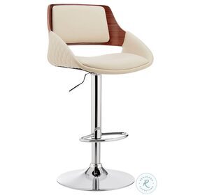 Colby Cream Faux Leather And Chrome Adjustable Bar Stool