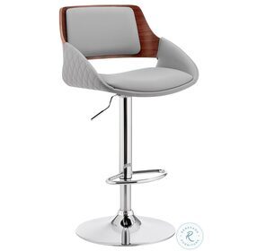 Colby Gray Faux Leather And Chrome Adjustable Bar Stool