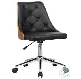Diamond Black Faux Leather Mid Century Office Chair