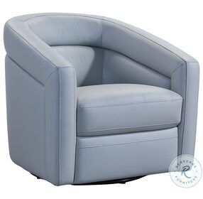 Desi Dove Gray Genuine Leather Contemporary Swivel Accent Chair