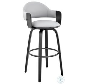 Daxton Gray Faux Leather And Black Wood 26" Counter Height Stool