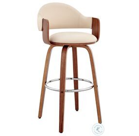 Daxton Cream Faux Leather and Walnut Wood 26" Counter Height Stool