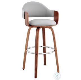 Daxton Gray Faux Leather and Walnut Wood 30" Bar Stool