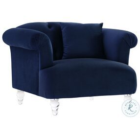 Elegance Blue Velvet Contemporary Chair