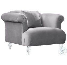 Elegance Gray Velvet Contemporary Chair