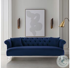 Elegance Blue Velvet Contemporary Sofa