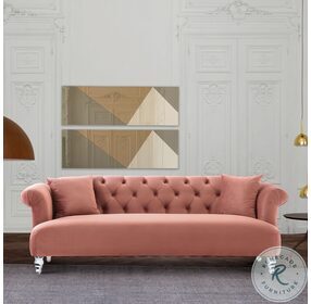 Elegance Blush Velvet Contemporary Sofa
