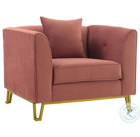 Everest Blush Fabric Upholstered Chair with Brushed Gold Legs