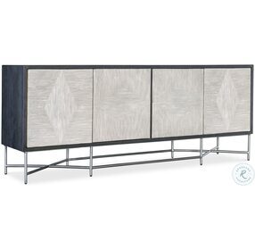 Commerce And Market Pewter Black And White Fine Lines Credenza