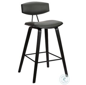 Fox Grey Faux Leather And Black Wood 25" Counter Height Stool