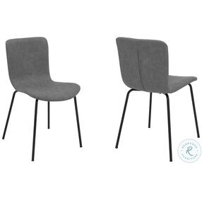 Gillian Modern Dark Grey Faux Leather and Metal Dining Chair Set of 2