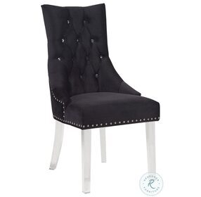 Gobi Black Velvet Modern And Contemporary Tufted Dining Chair