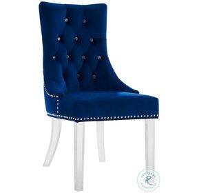 Gobi Blue Velvet Modern And Contemporary Tufted Dining Chair