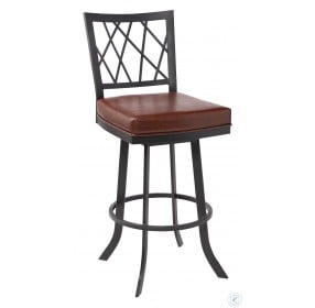 Giselle Matte Black And Vintage Coffee Faux Leather 30" Bar Stool