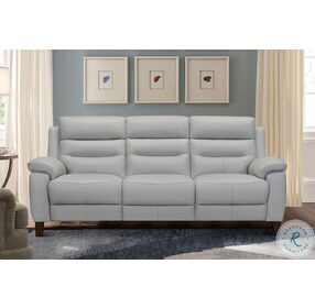 Hayward Dove Gray Genuine Leather 82" Power Reclining Sofa
