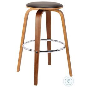 Harbor Brown Faux Leather Backless 26" Swivel Counter Height Stool