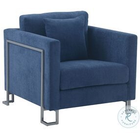 Heritage Blue Fabric Upholstered Accent Chair