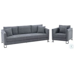 Heritage Gray Fabric Upholstered Living Room Set