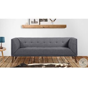 Hudson Dark Gray Linen Mid Century Button Tufted Sofa