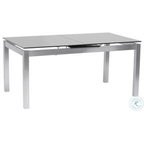Ivan Gray Tempered Glass And Brushed Stainless Steel Expandable Dining Table