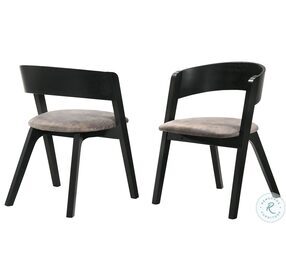 Jackie Brown And Black Wood Mid Century Upholstered Dining Chair Set of 2