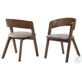Jackie Brown And Walnut Wood Mid Century Upholstered Dining Chair Set of 2
