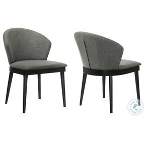 Juno Charcoal Fabric And Black Wood Side Chair Set of 2